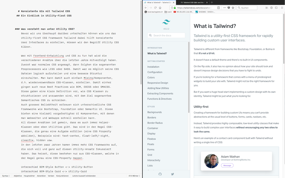 benigartenmann's tweet photo. Preparing my ⚡️Lightning-Talk⚡️ about consistent UIs with @tailwindcss 
Come listen to it next Monday at WintiWebDev-Talks: https://t.co/PTZJ4BmLjQ https://t.co/1cHoQvx0YF