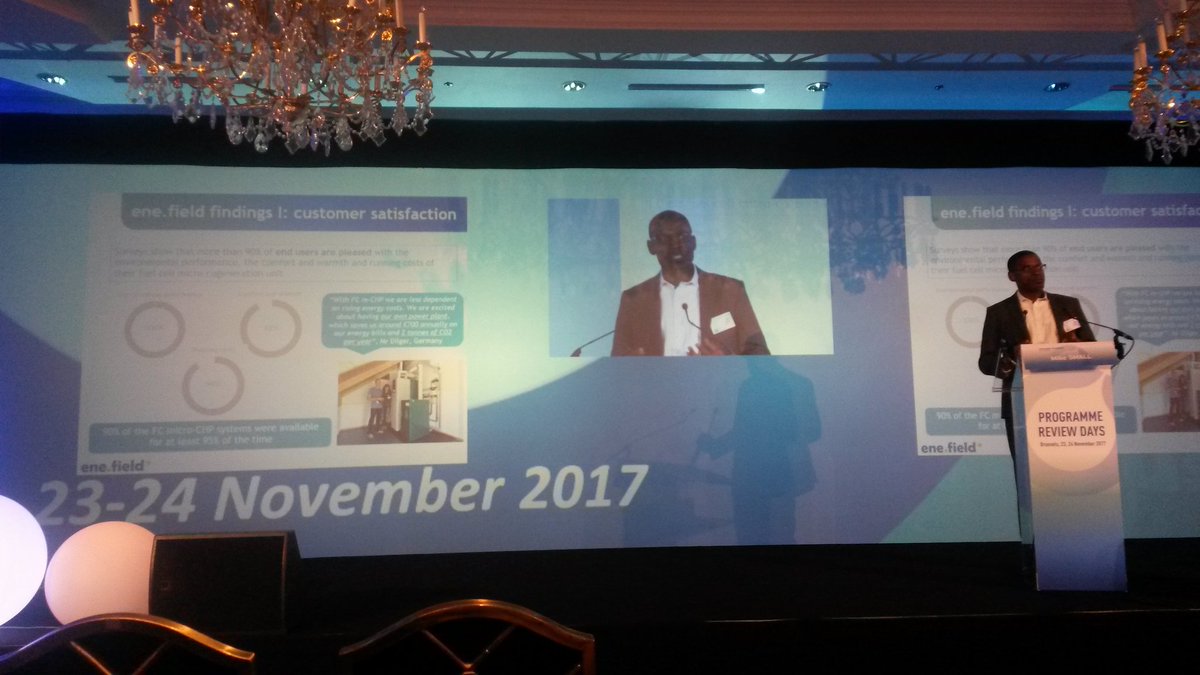 PACEmCHP's tweet photo. EU flagship project #enefield demonstrated more than 1000 #fuelcell micro-#CHP, with over 90% of customer satisfaction with reliability, running costs, warmth and comfort and environmental performance #FCHJUPRD17 https://t.co/MWe3Nq6j72