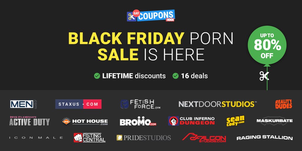 GayCoupons3x's tweet photo. Good #GayBlackFriday morning! The time is Now! Check out our #GayDeals and save big with the best #GayPorn studios! https://t.co/zZ0vogRquX