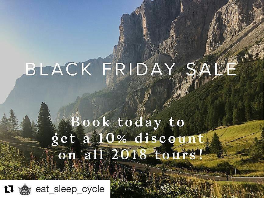 briancanty's tweet photo. #Repost @eat_sleep_cycle (@get_repost)
・・・
It's our #blackfridaysale until midnight tonight on all of our 2018 scheduled tours - thats a MASSIVE 10% off!! To qualify deposits must be paid today.
#sale #specialoffer #10%discount #cyclingtours #roadcy… https://t.co/EgYZQSVG71 https://t.co/Rk34iZi6aS