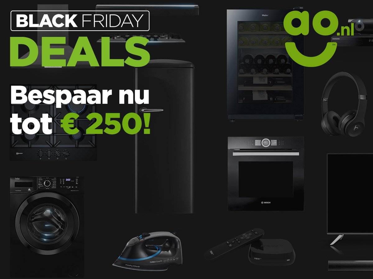 Ze zijn er, onze #BlackFriday Deals! Sla snel je slag met de allerbeste deals op wasmachines, drogers, koelkasten, tv's en nog veel meer!

Bekijk snel alle aanbiedingen: ao.nl/aanbiedingen
