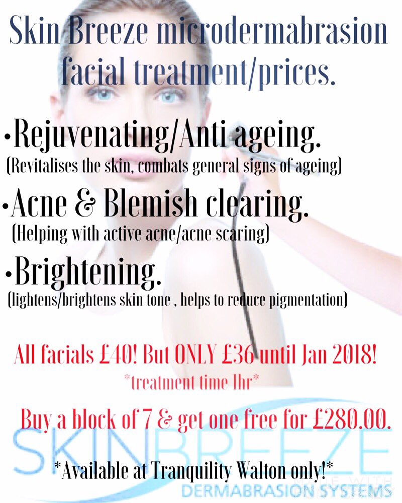 TranquilityBR's tweet photo. Book now for your @Skinbreeze_Orb treatment &amp; receive your facial for £36 offer available until jan 2018💙 https://t.co/lHcAdoWV6H