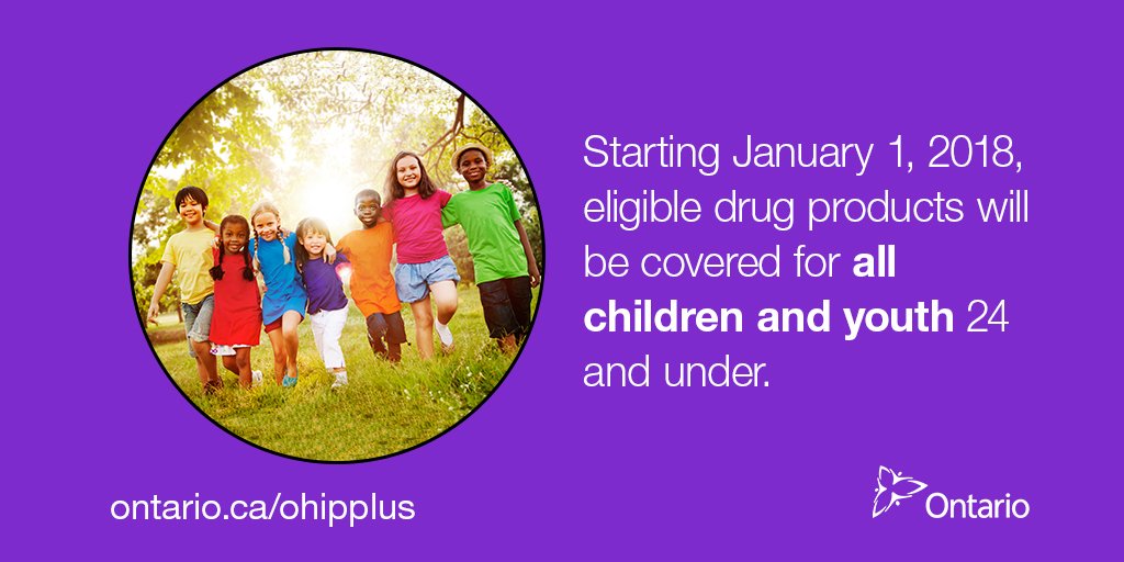 TLDSB's tweet photo. On Jan 1, 2018, all children &amp; youth in Ontario will be able to get eligible prescription meds at no cost. #OHIPPlus https://t.co/d8eYAdoLef