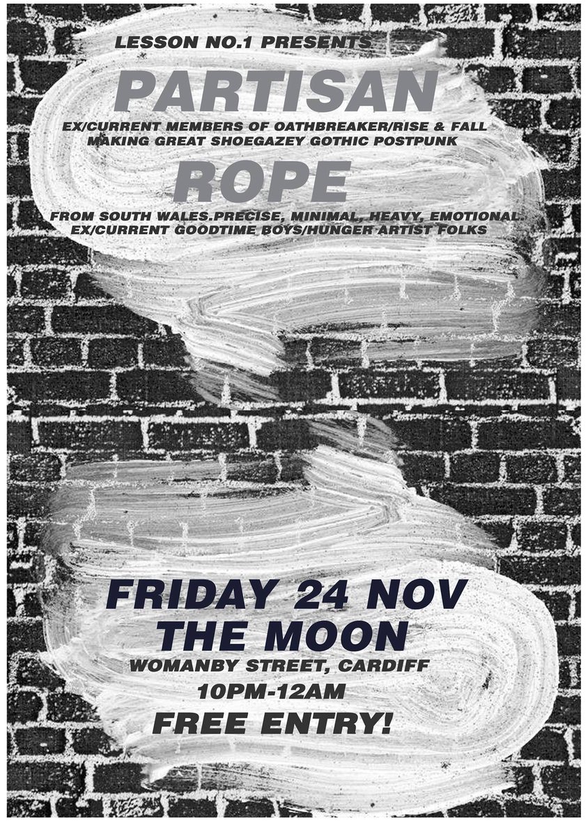 TWO free gigs here tonight!!
early: JadeRachel presents
6.30 TREP
7.15 AND THE SKY DARKENED
8.00 DEFINING OUR DEMONS
8.45 PARALLAXIS
9.30 THE HERO DIES FIRST
🎉🎸🙈🙈⏳⌛️⌛️⏱⏲⏰🕰
late: Lesson No.1 presents
10.30 ROPE
11.15 PARTISAN
+
DJs til 4am
FREE ENTRY ALL NIGHT!