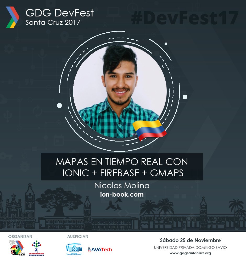 gdgsantacruz's tweet photo. Mañana tenemos un invitado especial desde #Colombia, @nicobytes nos estará hablando acerca de la #VirtualizaciondelosDatos y #Mapas en #TiempoReal con #Ionic #Firebase #Gmaps ... Te esperamos!!!
#GDGSantaCruz #DevFest17 https://t.co/QMcRShlDl4