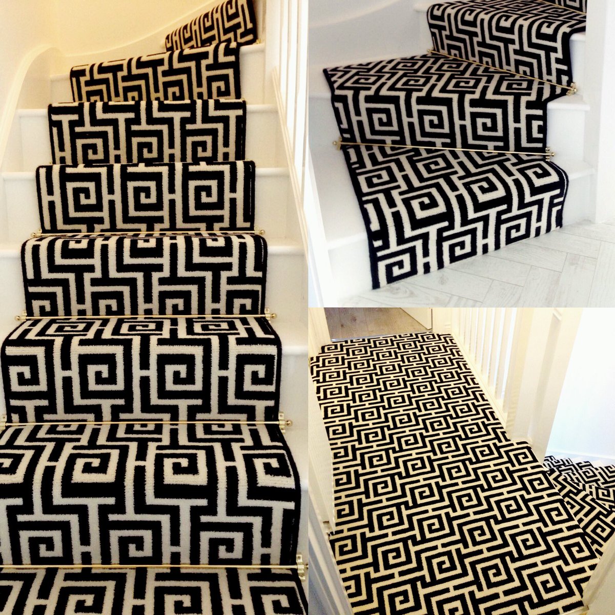 millandstyan's tweet photo. A customer with a passion for patterns fell in love with this sample, looks fantastic now it’s fully fitted as a runner completed with bars 
@iLoveEveryStep @StairrodsUK https://t.co/BRRsdjjpfX