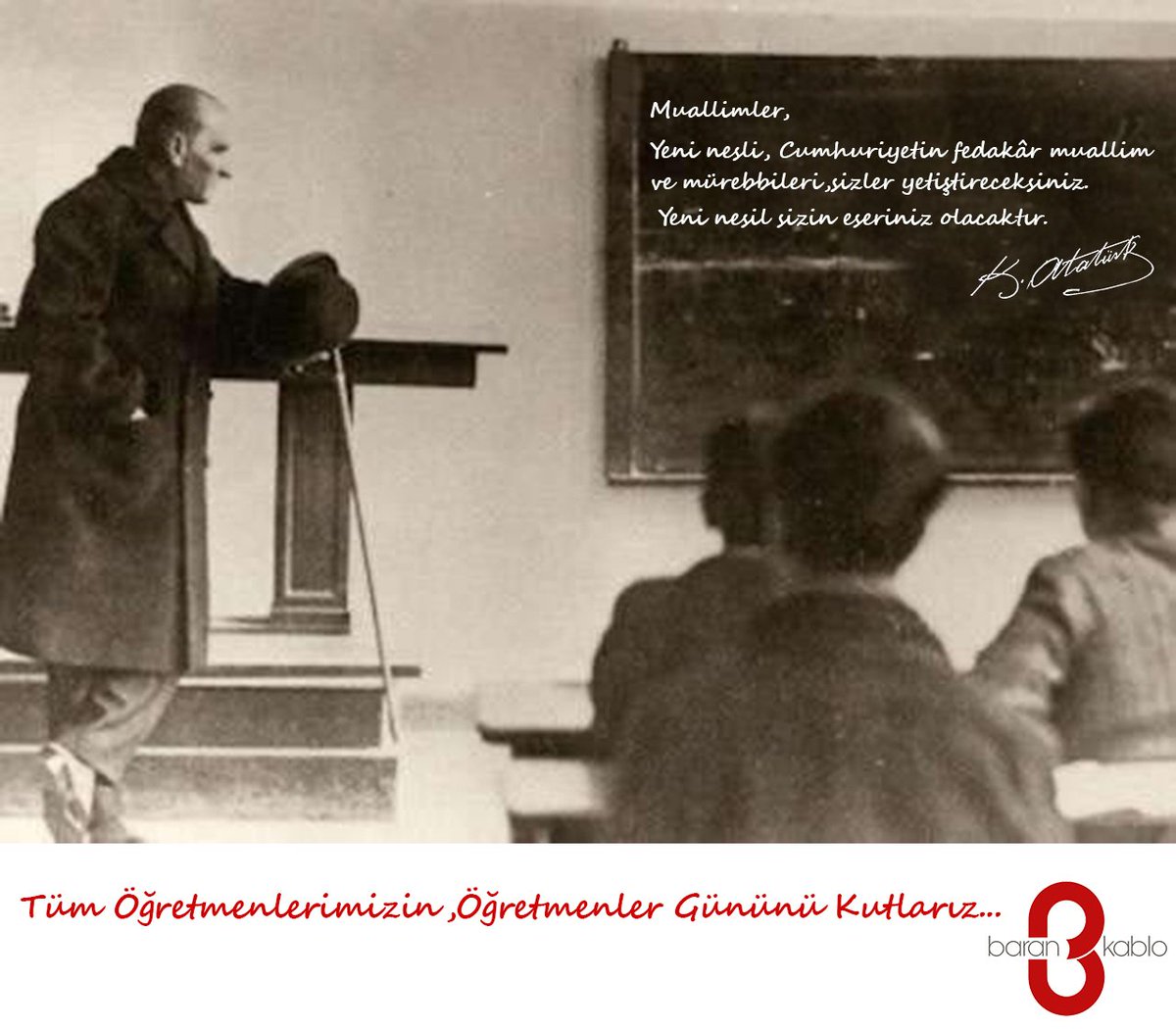 BaranKablo's tweet photo. Öğretmenler yeni nesil sizlerin eseriniz olacaktır. Gününüz kutlu olsun. #ogretmenlergunu #BaranKablo https://t.co/uDCHWsJSYf