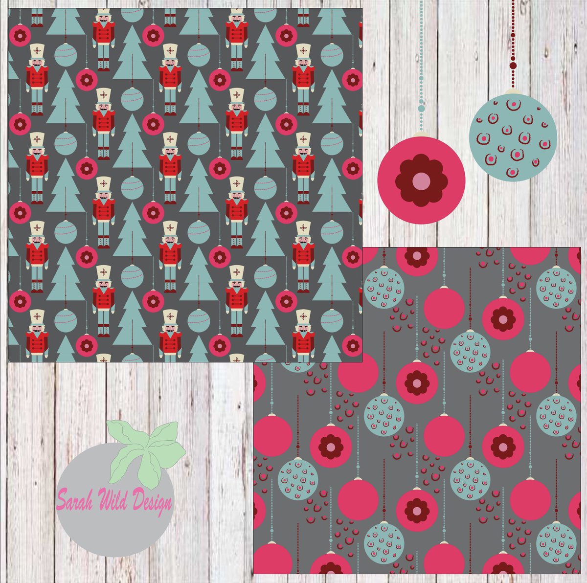 sarahwilddesign's tweet photo. Getting into the Christmas spirit #Christmas #surfacepattern #surfacepatterndesigner #designer #Nutcracker #bauble #giftwrap #stationery https://t.co/nUzvvSiZDP