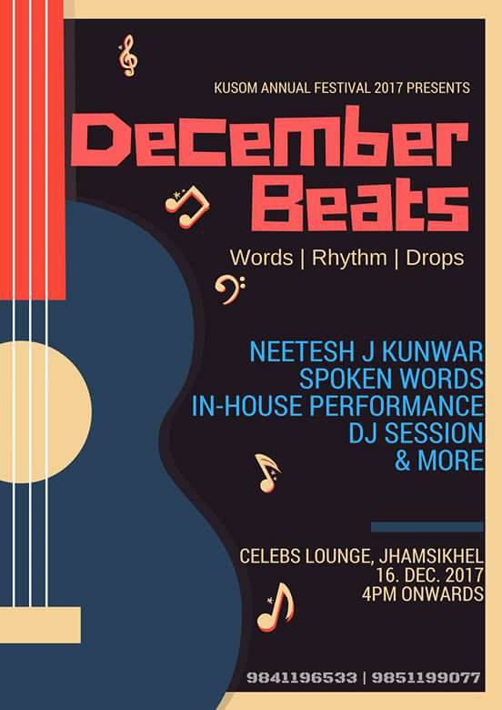 KAF_Kusom2017's tweet photo. #kaf2017 presents December Beats
Come and dance to your favorite beats,rhythm and drops !!
Mark your calender !!
6days to go the pre-events to rock KUSOM !
#kaf #decemberbeats #kaf2017 #pre_event #day3 https://t.co/rq75hgSNOr