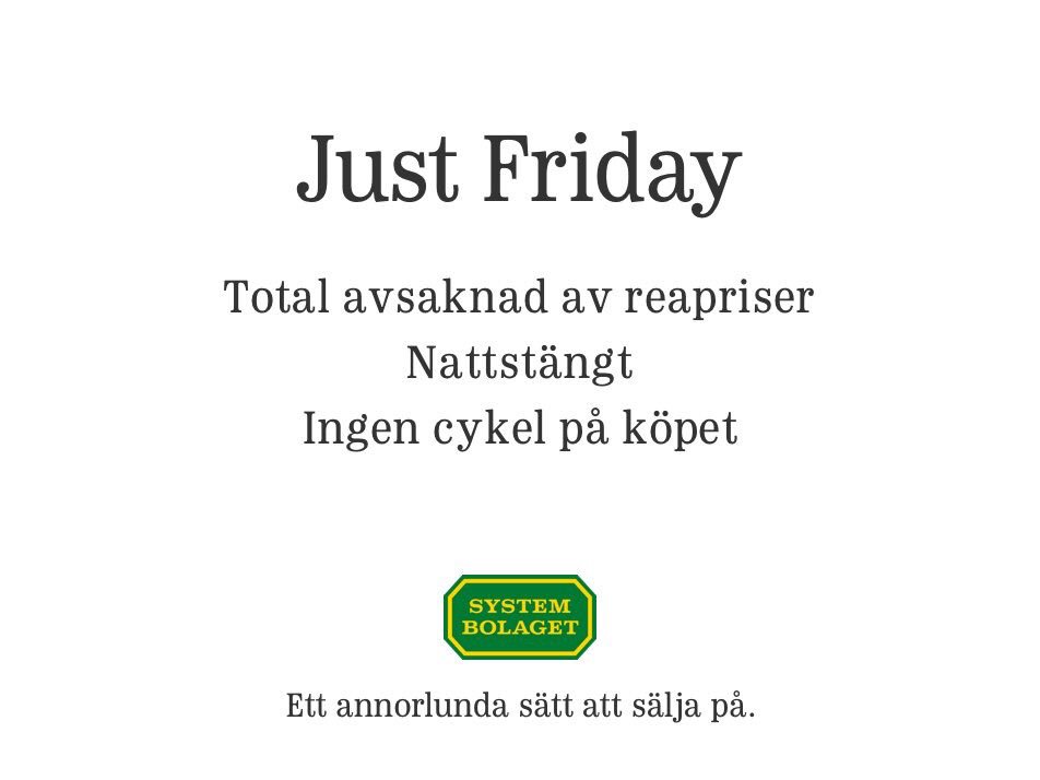 strandhall's tweet photo. Oavsett om du handlar idag eller ej är jag glad över @systembolaget:s uppdrag. Samhällsuppdrag framför försäljning #BlackFriday https://t.co/fUCmJ1PEjx