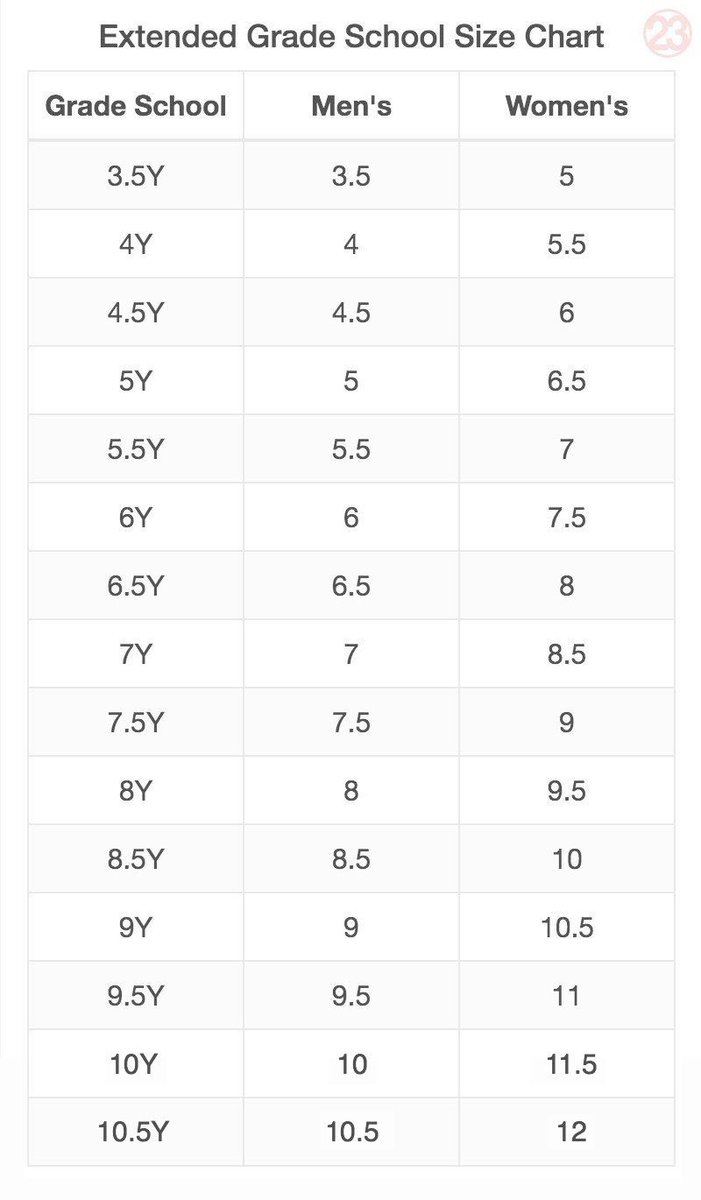 Y 3 Size Chart