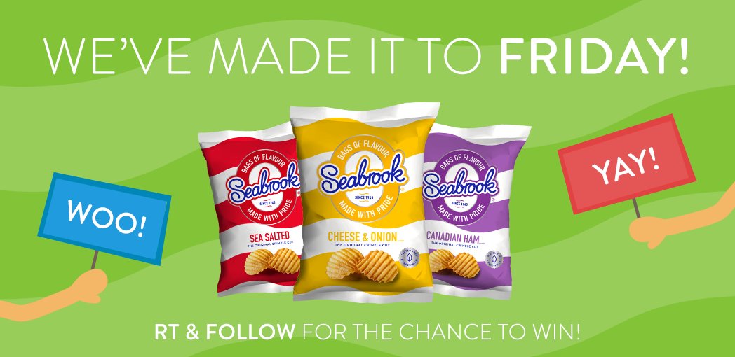 We've made it to Friday! ! #RT and follow for the chance to #WIN a box of crisps! (UK Only) #FreebieFriday