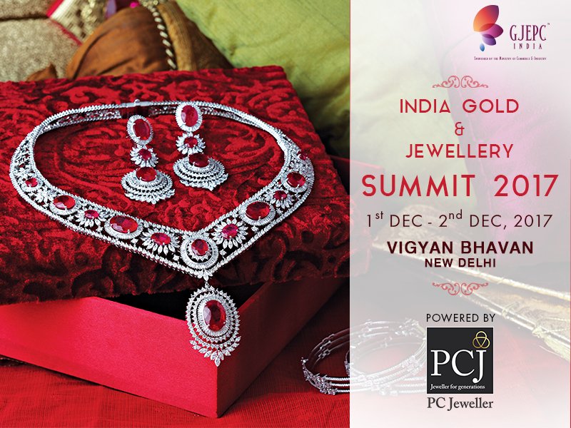 GJEPCIndia's tweet photo. The first ever India Gold and Jewellery Summit, a platform with an aim to help define a clear gold policy framework that will promote transparency &amp; boost jewellery manufacturing, is powered by @PCJeweller. #IGJS #IGJS2017 https://t.co/89jGgummHs