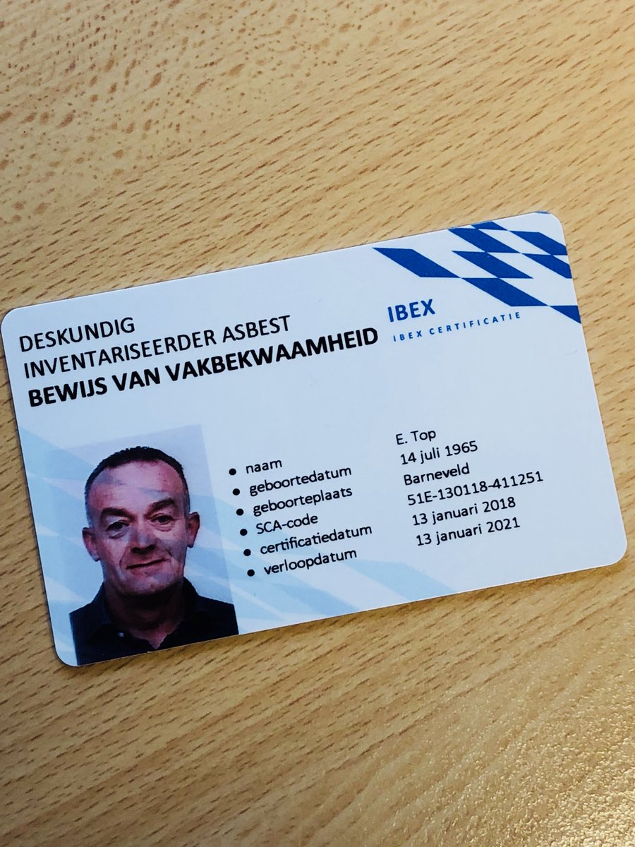 MEevert's tweet photo. Ook de komende 3 jaar mag ik van de certificerende instelling als #DIA weer #asbestinventarisaties uitvoeren voor @PJMilieuBV https://t.co/o8qNJ11vJZ