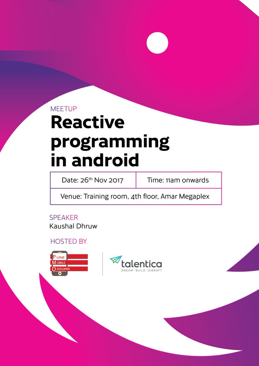 Talentica's tweet photo. Meetup Alert: Let's explore #reactiveprogramming in #android ( #RxJava and #RxAndroid ) and how it makes our lives easier and apps better. Join us https://t.co/DEhImlbd9r #AndroidDev #Programming #mobilemeetup https://t.co/gbRXcdI4q4