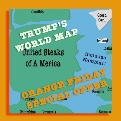 BeezerCards's tweet photo. It's ORANGE FRIDAY at #BeezerCards! Get 2 Trump's World Map 🌎 prints for the price of 1! Great Xmas gift (and one for yourself), order by 1 Dec: https://t.co/iKBK1uOtND #BlackFridayDeals https://t.co/zmpI0Mb6CP