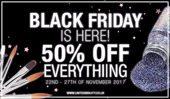 United_Beauty's tweet photo. It's officially Black Friday! Get 50% OFF EVERYTHING online at https://t.co/YgukzHugjA Use the code: 'BLACK20' at the checkout. This offer ends on the 27th of November, so make sure you don't miss out! https://t.co/6FlOE0EULi