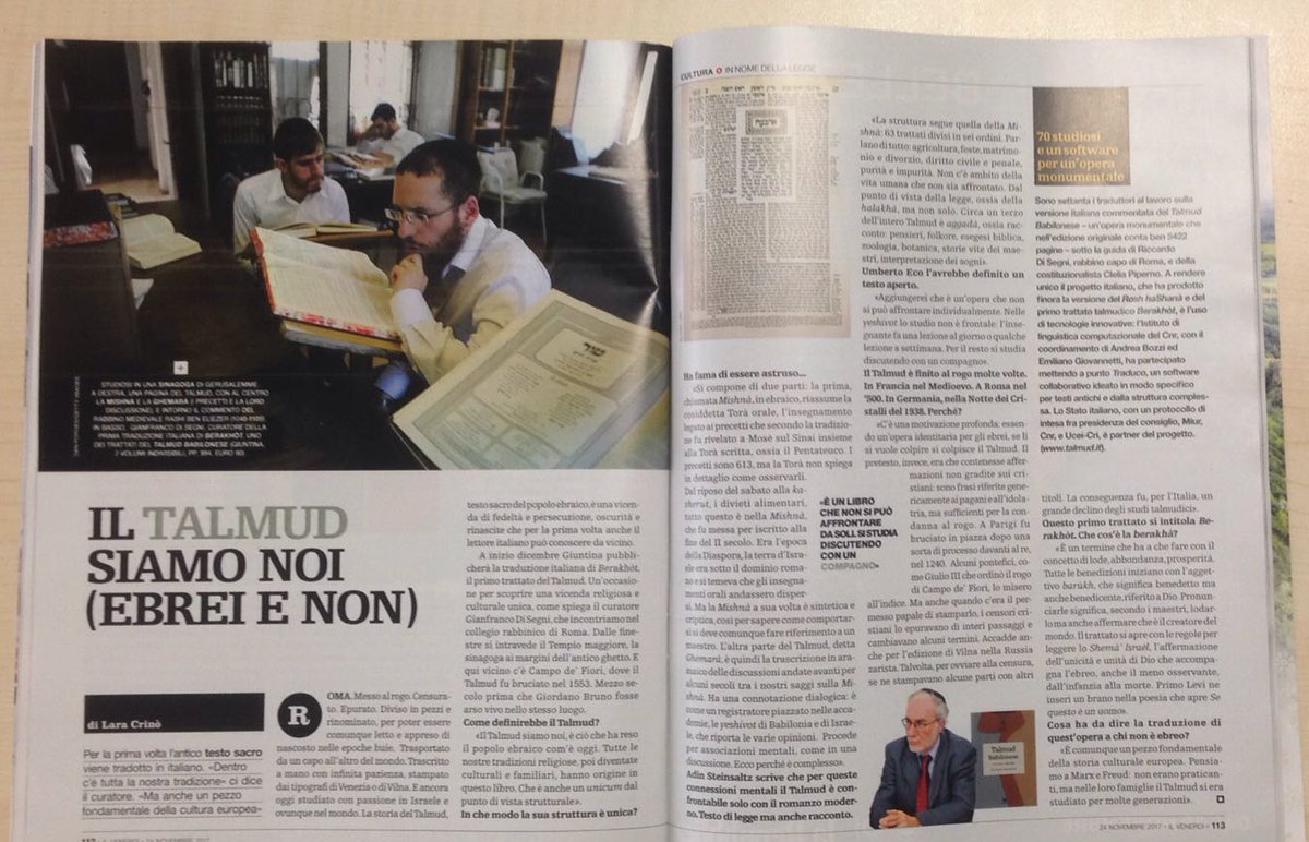 LiteraryComp's tweet image. Traduco, Progetto Talmud e ILC sul Venerdì di @repubblica