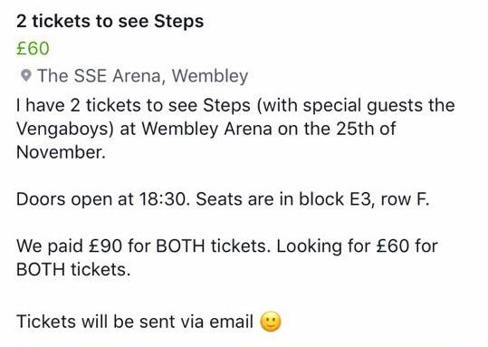 Moodles_meg's tweet photo. #stepstickets #sale #steps #tickets #londono2 #stepsreunion #vengaboys https://t.co/6MYk6WWuc8