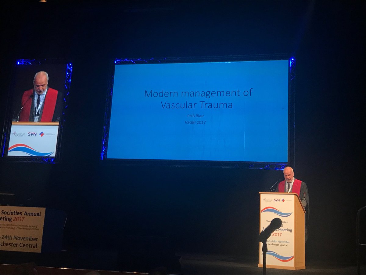 McmonagleMorgan's tweet photo. Paul Blair giving this years Kinmonth lecture on managing vascular trauma. #VSASM17 #trauma #vascular #vasculartrauma https://t.co/p1Tu8mrYTN