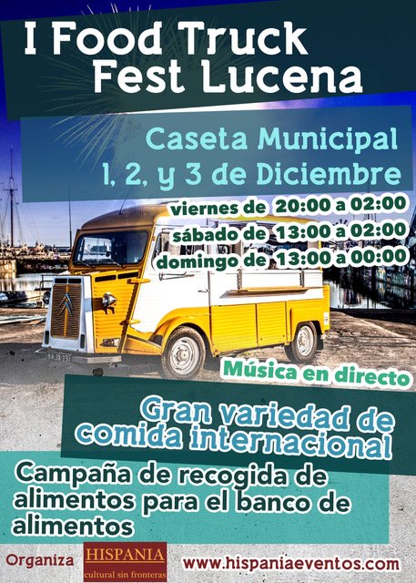 balimentos's tweet photo. El finde del 1-2-3 os hacemos otra propuesta #solidaria... El Food Truck Fest organizado por @hispaniaeventos en #Lucena!!! Comida internacional 🍕🥙🌯🍣🍛 y #música en directo 🎶🎶🎶... q buen plan!!! No olvides traer #lodelBanco... #nofaltes #teesperamos #foodtrucks https://t.co/MxbgckvS1N
