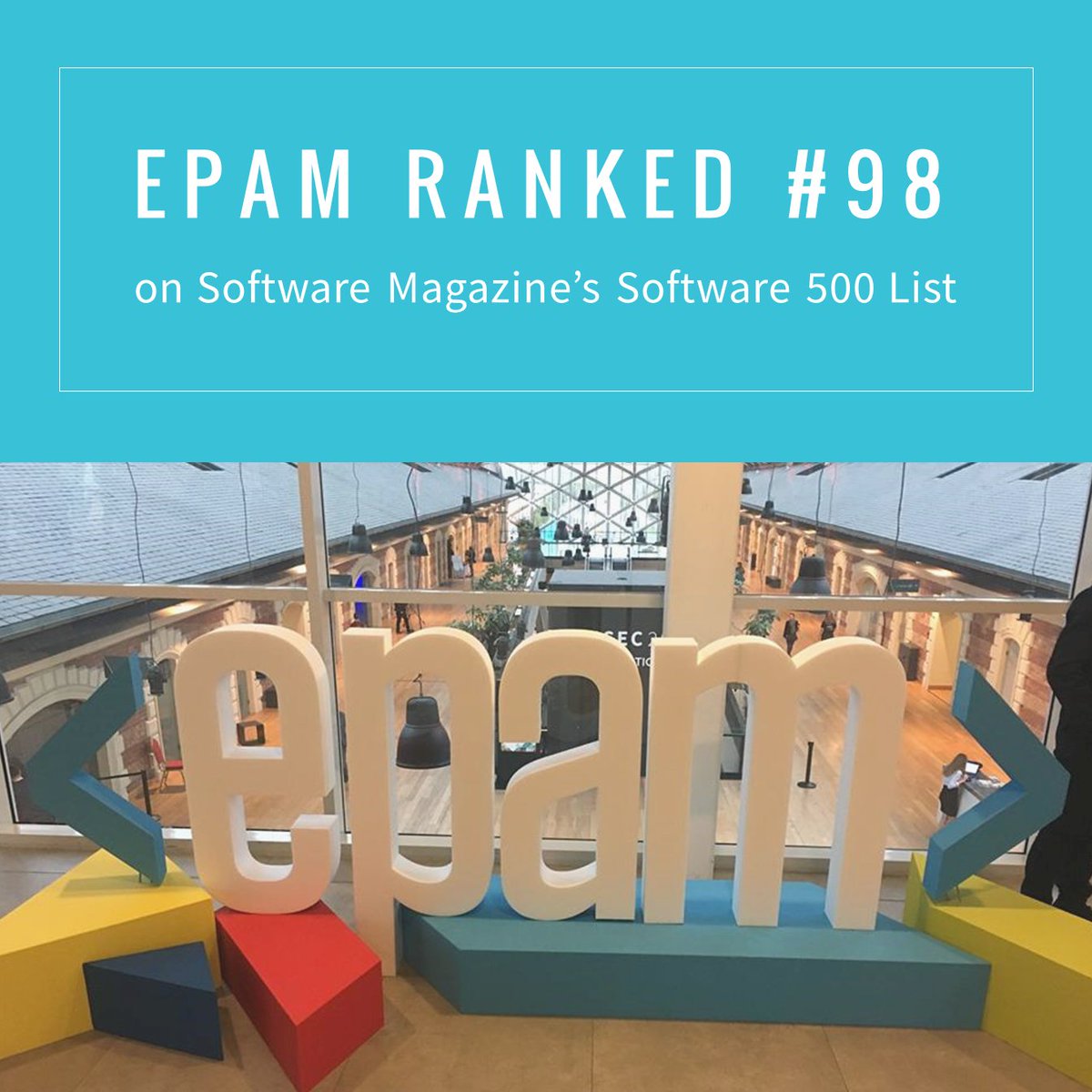 EPAMSystems's tweet photo. We are excited to announce our inclusion in @SoftwareMag’s #Software500 list https://t.co/Uxb6iLtw5h https://t.co/Vi76SspM48