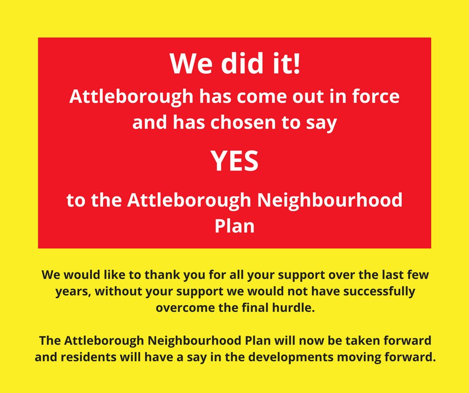 AttleboroughIM's tweet photo. It's official! The town has had its say and voted YES in yesterday's referendum! 🎉 https://t.co/wpztiYwIa5