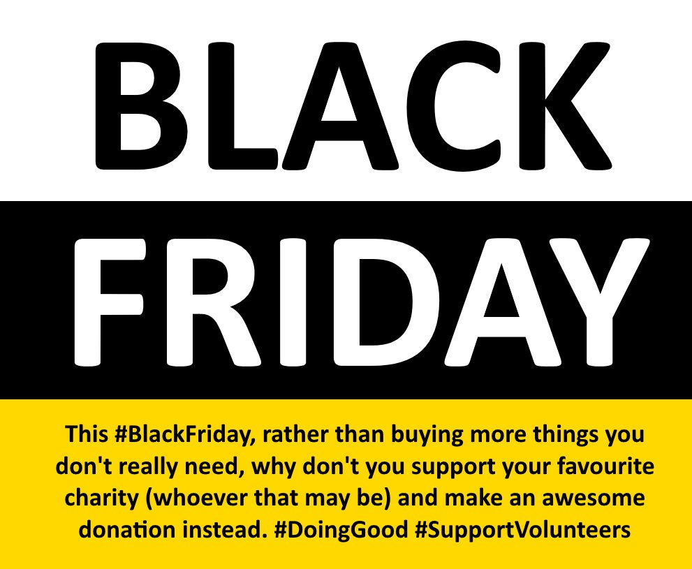 vwsfires's tweet photo. The shops are MADNESS on #BlackFriday... rather stay away from them and don't buy stuff you don't really need. Rather make a donation to any #charity from the comfort of home/office! #FeelGood #AvoidTheMadness https://t.co/rgZWZvW4Wx
