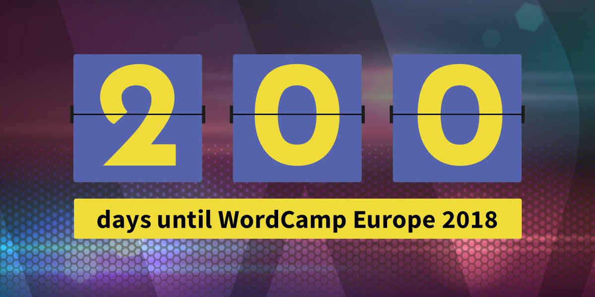 WCEurope's tweet photo. As of today, WordCamp Europe 2018 in Belgrade is only 200 days away! <3 This makes today a perfect day to grab your ticket https://t.co/BnjJaAkQr8 ;) #WCEU https://t.co/VCPkyUlKwi