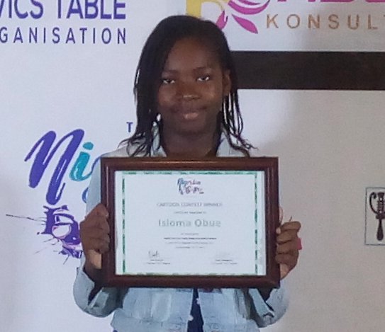 TCISABUJA's tweet photo. @FMENigeria @UNICEFmedia @UKinNigeria @ProfOsinbajo @BBCAfrica @bayormartins @AIT_Online @channelstv @NTANewsNow @USEmbassyAbuja TCIS Grade 5 student Isioma Obue wins The 2017 Nigerian Satire Festival (NSF) Cartoon Contest - Photos from The Satire Festival Dinner & Roast in Abuja https://t.co/XrECzE1i1g
