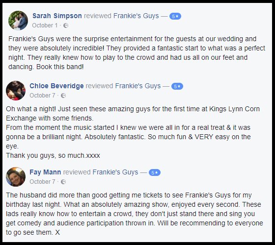 ZACGroupIreland's tweet photo. Check out some lovely reviews of @FrankiesGuys - back by popular demand this March at @Tivoli_Theatre ! https://t.co/ItuO32zrNY