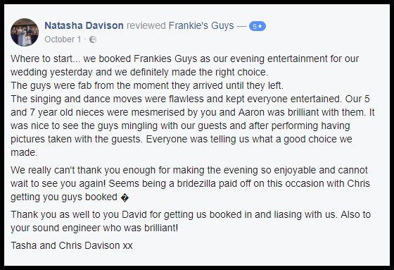 ZACGroupIreland's tweet photo. Check out some lovely reviews of @FrankiesGuys - back by popular demand this March at @Tivoli_Theatre ! https://t.co/ItuO32zrNY