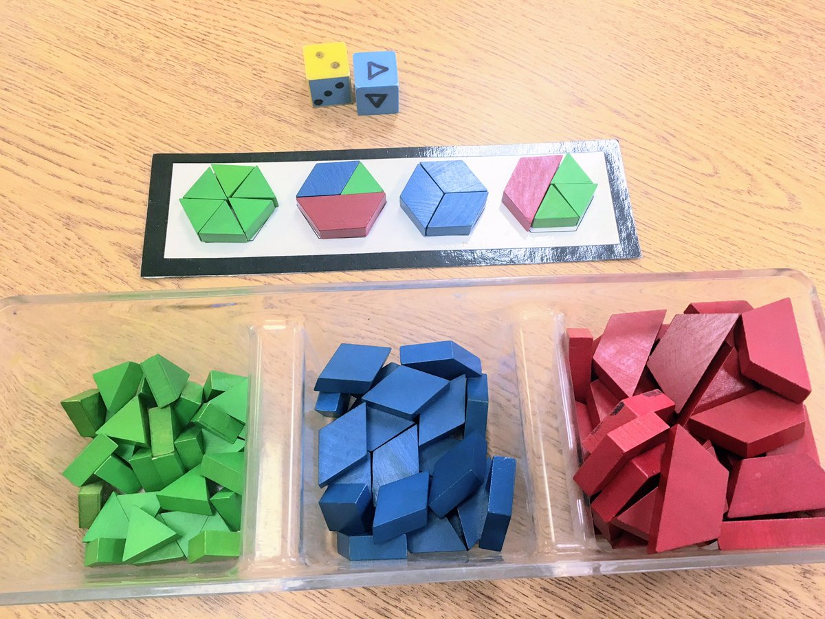 Shape N' Roll !Roll the dice and fill the hexagon.Great for spatial reasoning, positional language and fine motor! #connectinglearners #math