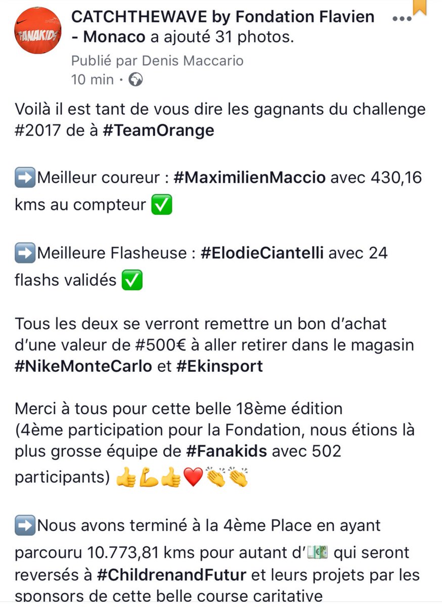 tsunamiflavien's tweet photo. #CATCHTHEWAVE : courir pour les autres #2017 @Nike #MonteCarlo @ekinsport #ObjectifsAtteints #EspritSolidaire #Fédérer #502 #Fanakids #FondationFlavien @UnVraiPapa en action #togetherWeAreStrong la preuve #NFLMonaco @runnersworld https://t.co/ZG8dqFah7b