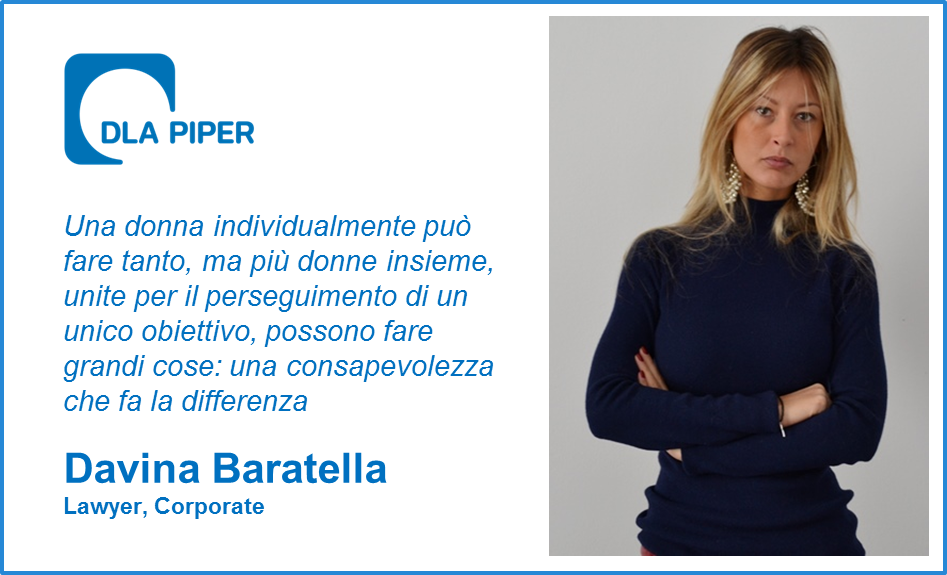 DLA_Piper_Italy's tweet photo. Davina Baratella per #LAWItaly per contribuire concretamente al cambiamento collettivo verso un pieno riconoscimento della leadership #femminile. #Leadership #Alliance for #Women https://t.co/euJ4lHQoa6