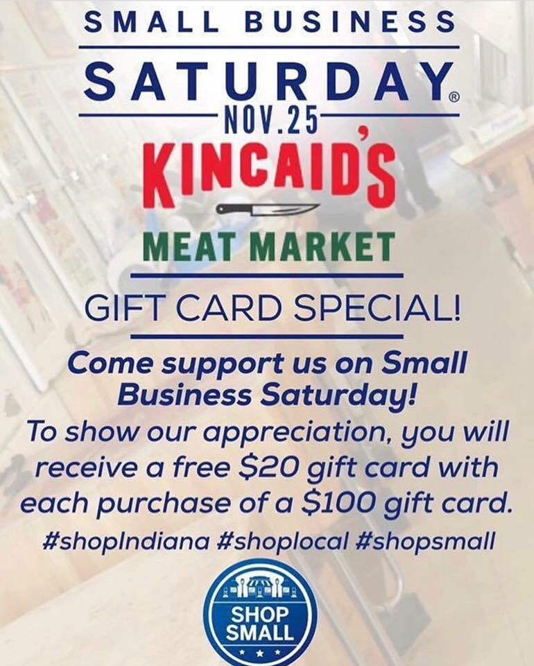 Come see us this Saturday, Nov. 25th! 
For #SmallBusinessSaturday! To show our appreciation, you will receive a free $20 gift card with each purchase of a $100 gift card! Thank you for supporting us Indianapolis!
#SmallBusiness #ShopLocal #ShopIndiana