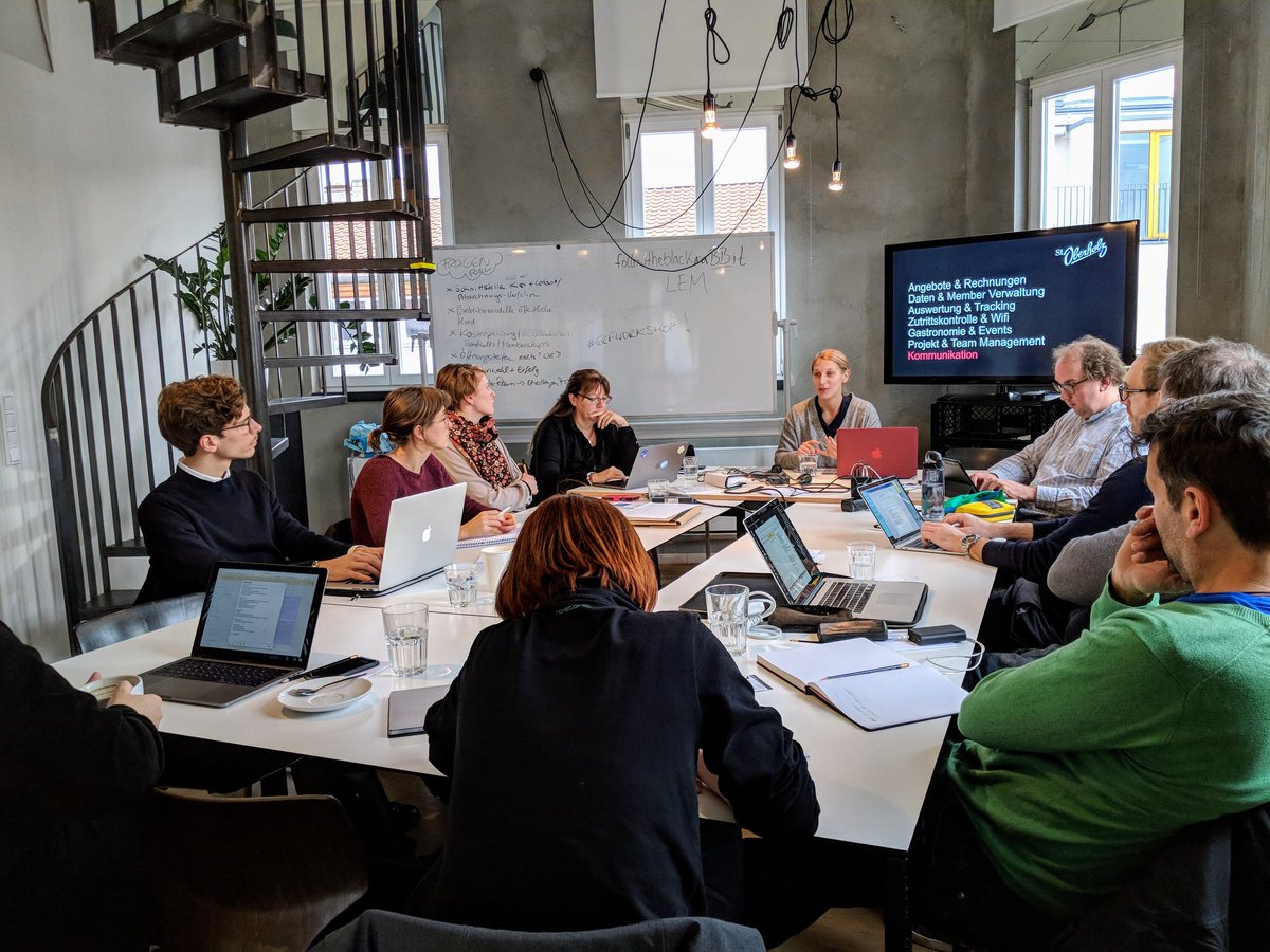 oberholz's tweet photo. Our new Coworking Manager Katy explains to the participants of @Coworking_DE's #Coworking beginner workshop which tools are needed for the management of a #CoworkingSpace. 📸 #StOberholz #GCFde #notjustaworkspace https://t.co/65ZrkH5i5K