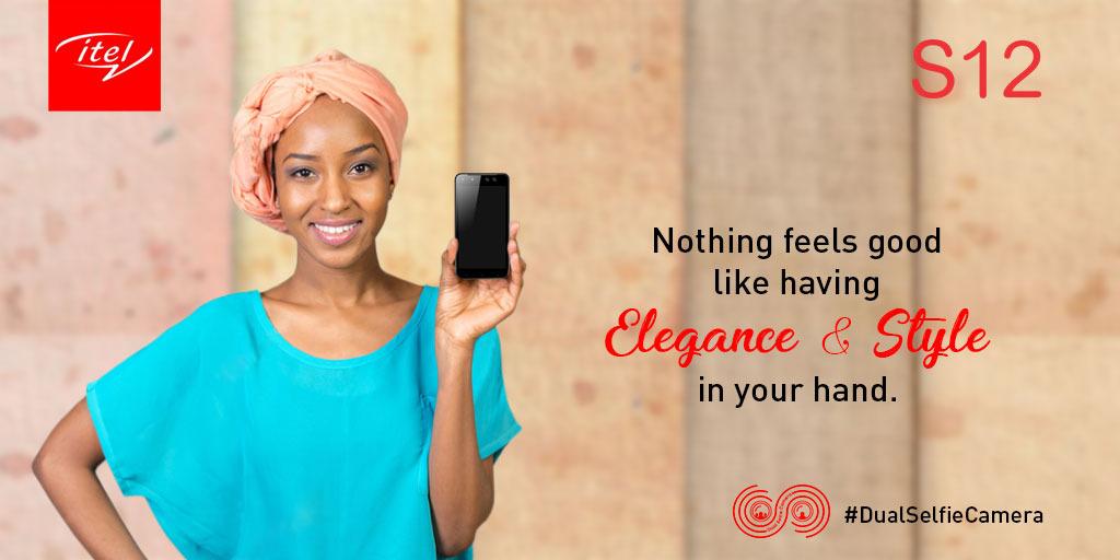 itelNigeria's tweet photo. Nothing feels good like having elegance and style in your hand. get a hold on the all new itel S12 today. #Dualselfiecamera #Goodthingscomeintwo https://t.co/oilVaseJI2