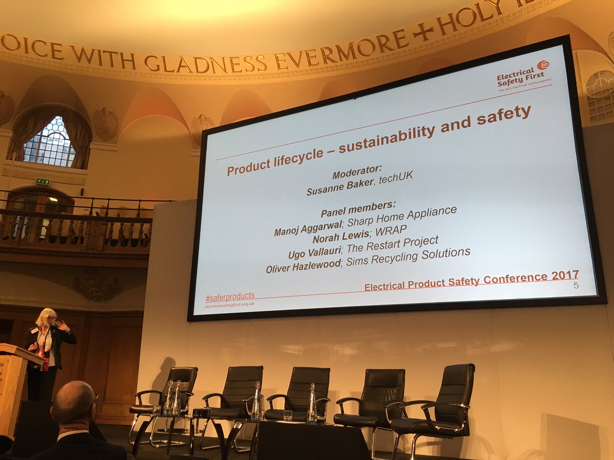 Thanks to <a href="/ElecSafetyFirst/">Electrical Safety First</a> for inviting us to be a part of the discussion about designing products to be sustainable and safe throughout the entire lifecycle at their #saferproducts event yesterday.
