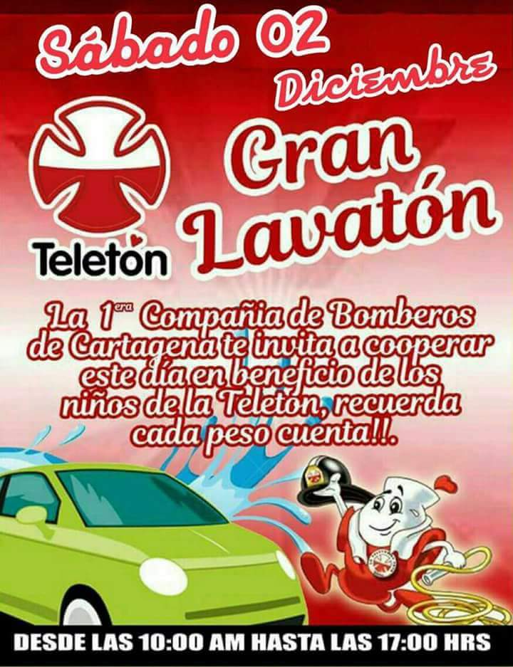 reccilitoral's tweet photo. Bomberos cartagena los invita a Cooperar con los ninos de la Teleton,Sábado 2 de diciembre te esperamos.@RPunto_Hits @CartagenaCivil @CenBomCartagena @BomberosCarta @PrimeraCartage1 @rednoticiasLC https://t.co/t40DDxqHlE