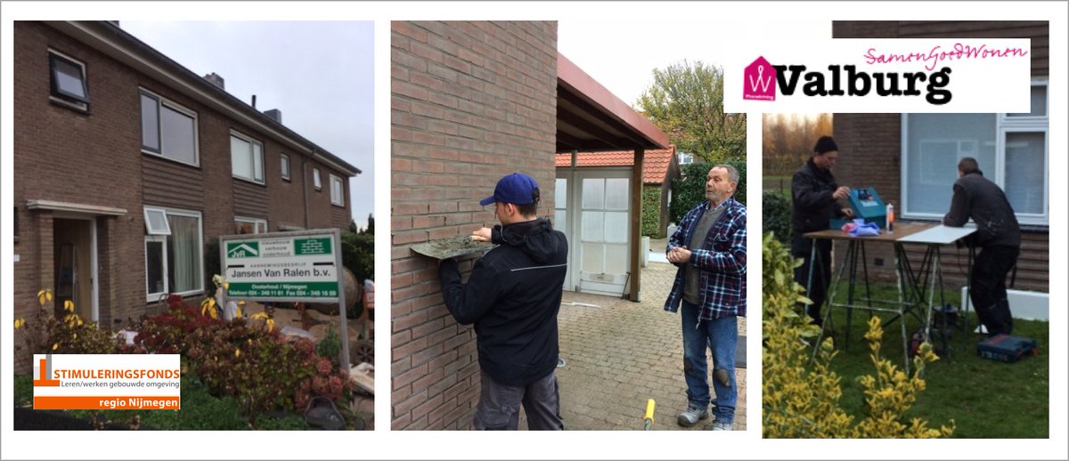 Vanochtend bezocht het <a href="/stifolw/">Stifo Leren/Werken</a> Aannemingsbedrijf Jansen en Van Ralen op SROI- renovatieproject De Tip-Herveld (<a href="/wstvalburg/">Woonst. Valburg</a>), naast een rondleiding zagen wij hoe leerlingen Stijn en Niels aan de slag waren met het opgezette gevelvoegwerk en met houtbewerking; wordt vervolgd!