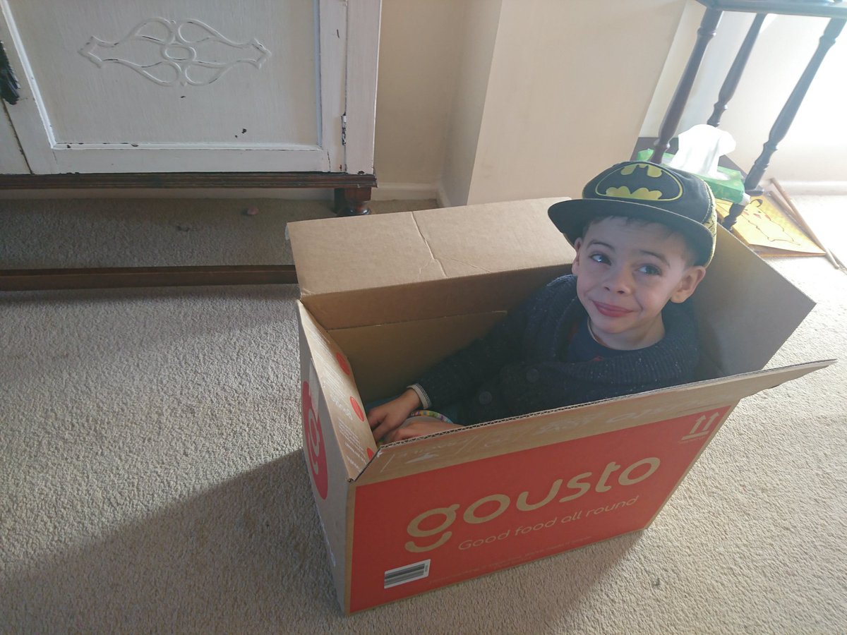 Alleyz_32's tweet photo. @goustocooking recycling at its finest. Our Gusto box is now a Batmobile cheering up a poorly Eli today. https://t.co/6OxCBqveBR