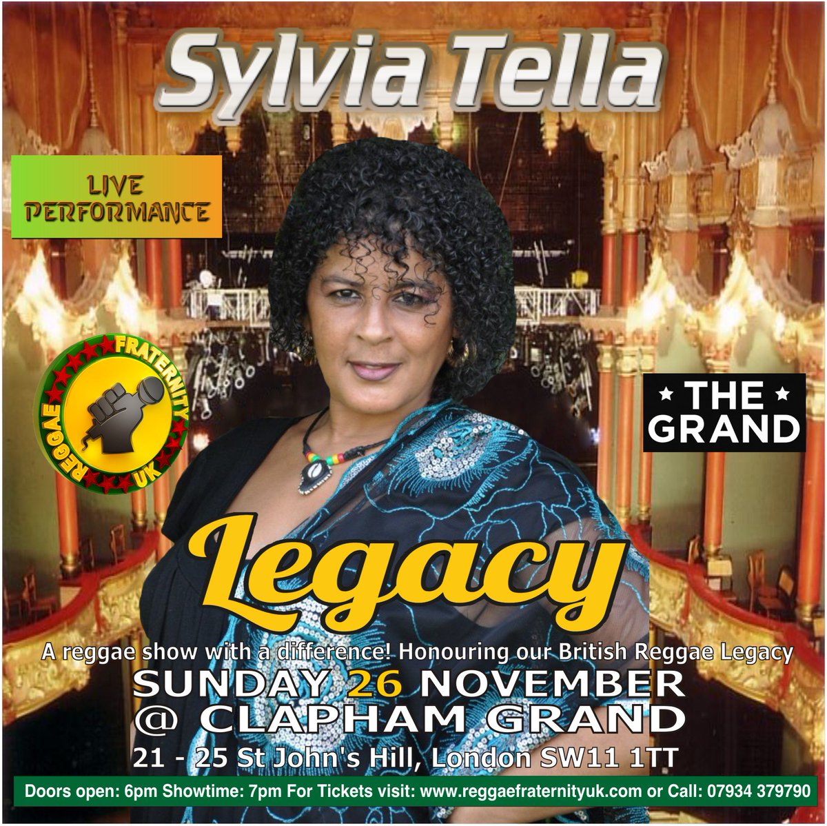 regfraternityuk's tweet photo. #SylviaTella performing at Legacy 26th November @TheGrandClapham #BritishReggaeLegacy Tickets  https://t.co/VMmrCkqArY https://t.co/qsdkZkKz8O