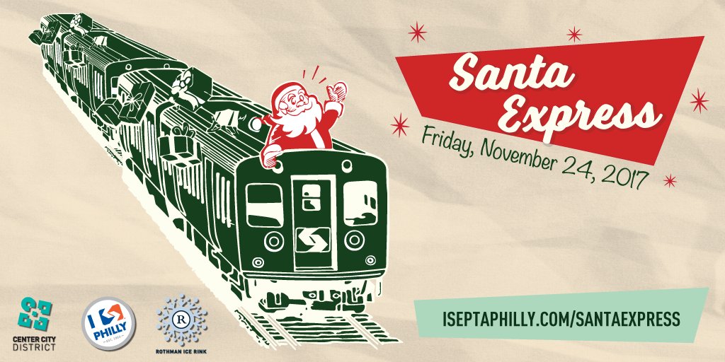 SEPTA_SOCIAL's tweet photo. The SEPTA Santa Express is TODAY! Don't miss out! Get all the details here → https://t.co/9VFjpxupNf #SantaExpress2017 https://t.co/WmGtjIBOuA