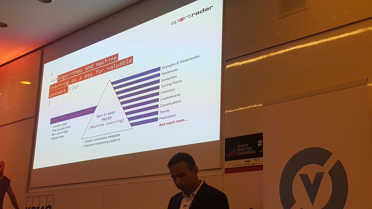 Sportradar's tweet photo. "#Sportradar is uniquely placed to sit as a #prism that releases a full spectrum of insights from the #NFL and #NBA data via #ML and #AI" #keytakeaway #sac2017 https://t.co/criVUWzYjG