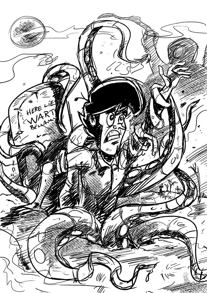 WartComic's tweet photo. Here is the sketch for the exclusive poster for our kickstater! Don't forget to pledge! https://t.co/AYhqO8SUGY https://t.co/kPznUlXElY