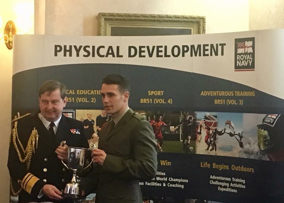 RNRMBoxing's tweet photo. Marine George Crotty wins both Royal Marines and Royal Navy Sportsman of the Year 2017 #hoofin https://t.co/C4M3tACqDP
