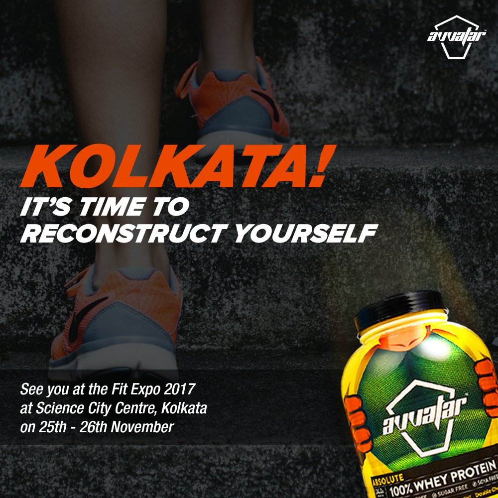 AvvatarIndia's tweet photo. Drop by at our booth at Fit Expo 2017, Science City Centre, #Kolkata on 25th - 26th November to know how you can #ReconstructYourself with the Freshest & Purest whey.
#AvvatarIndia #WheyBetter #ReconstructYourself #Fresh #Pure #Fitness #FitExpo https://t.co/YQZJFnX3bR