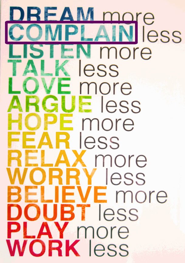 Day 2 Ideas from this poster RT/Comment how to make this happen to support mental health! Today=Complain Less! Thanks <a href="/BreneBrown/">Brené Brown</a> ow.ly/JZvo30gMGNh #blame  AND <a href="/JonGordon11/">Jon Gordon</a> "Help guide energy vampires who spread negativity by whining toward positive solutions #nocomplaining