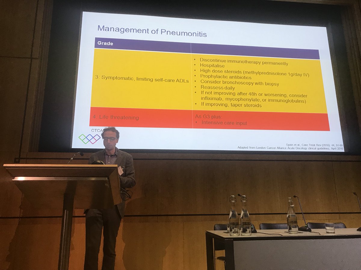 DrSanjayPopat's tweet photo. Tom Newsom Davis overviews management of #Immunotherapy toxicities. Know the @myESMO IO tox clinical practice guidelines #BTOGIO2017 https://t.co/9DzN6NMORJ